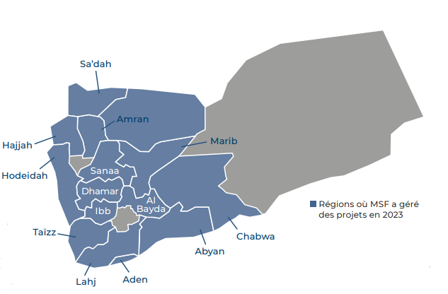 carte actions MSF au Yémen
