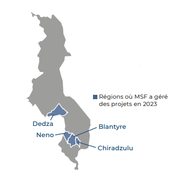 carte des actions de MSF au Mali