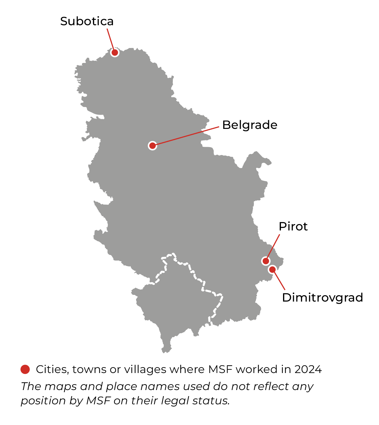 map of msf activities in serbia