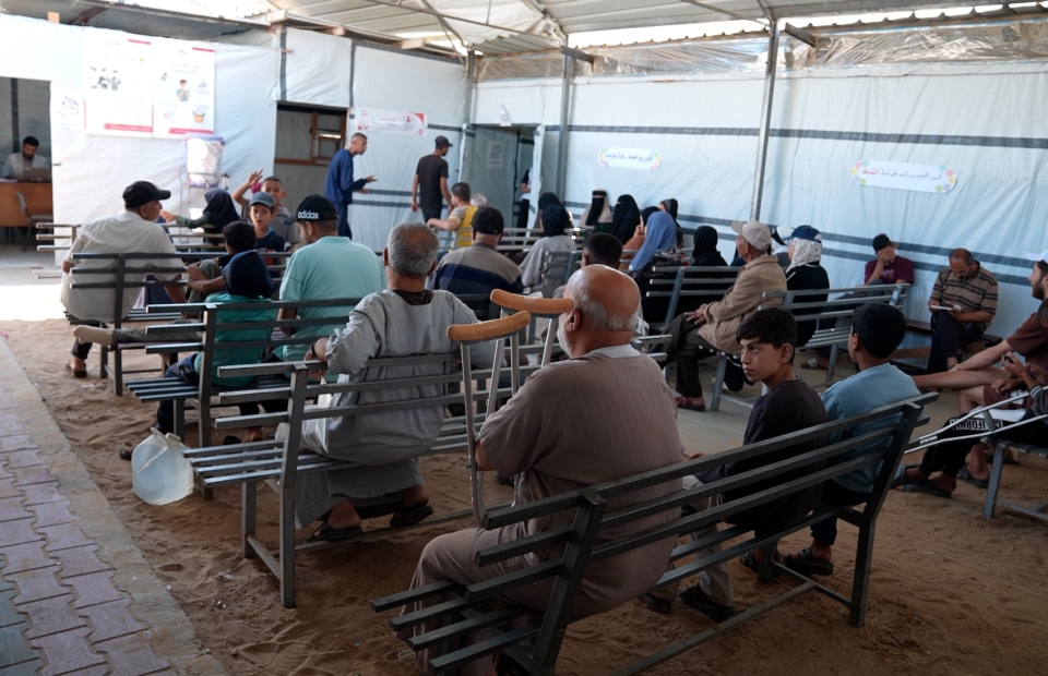 salle d'attente dans un hospital à Gaza